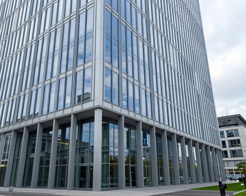Gewerbeobjekt mit sauberen Fenstern nach professioneller Reinigung